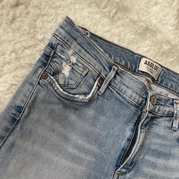 Agolde Light Blue Distressed Skinny Jeans - Picture 4 of 15